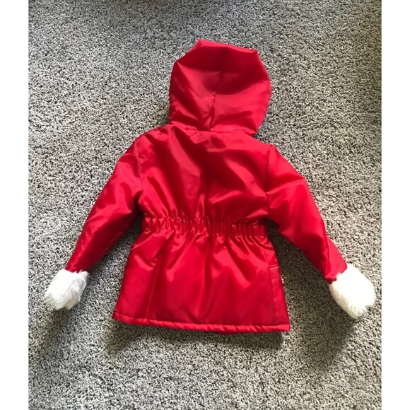 VTG Toddler Girls Red Hooded Quilted Lined Jacket Embroided Flower & Heart SZ 4T - Picture 5 of 6
